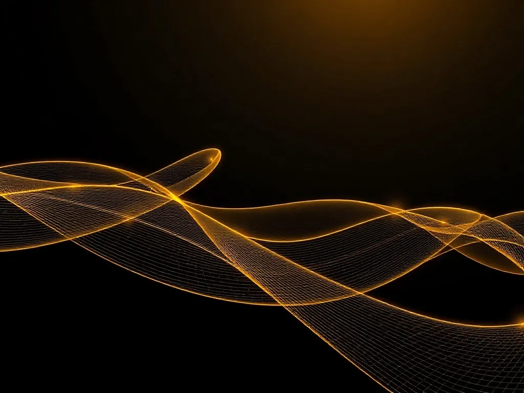 Abstract golden lines on dark background, flowing energy, so